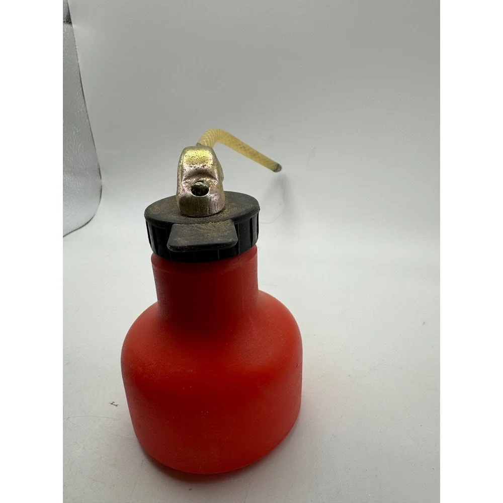 Vintage Red Oil Can Lubricator with Metal Spout‎ and Flexible Tube
